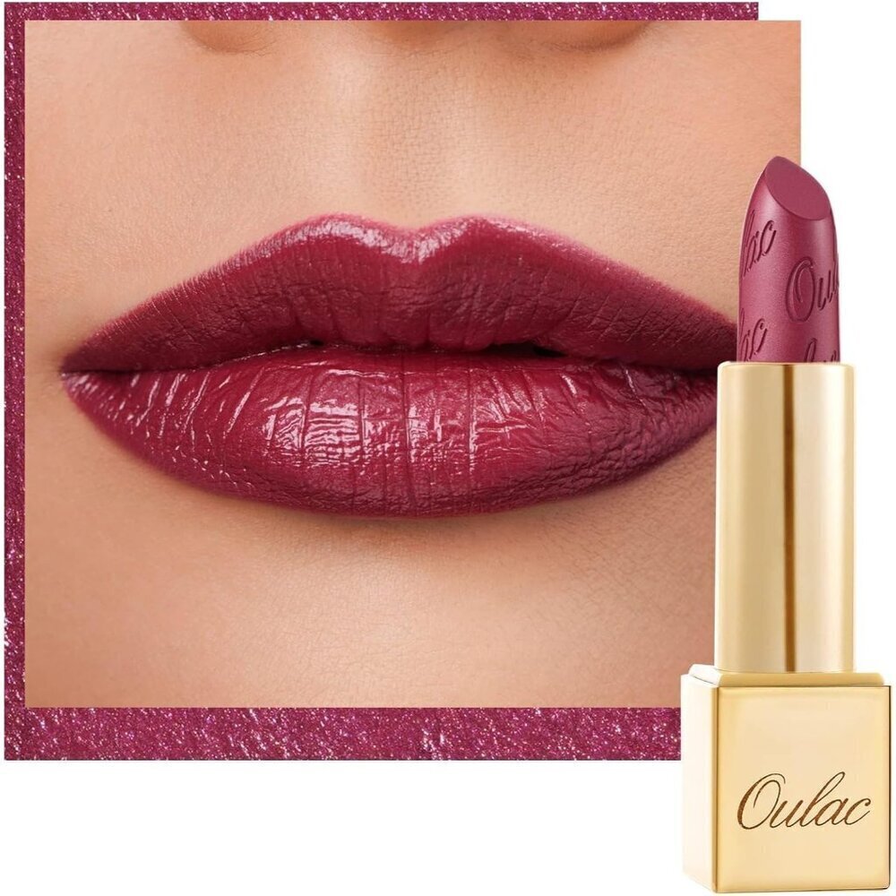 🆕 Metallic Shine Purple Lipstick Moisturizing Creamy Formula Full-Coverage Lip